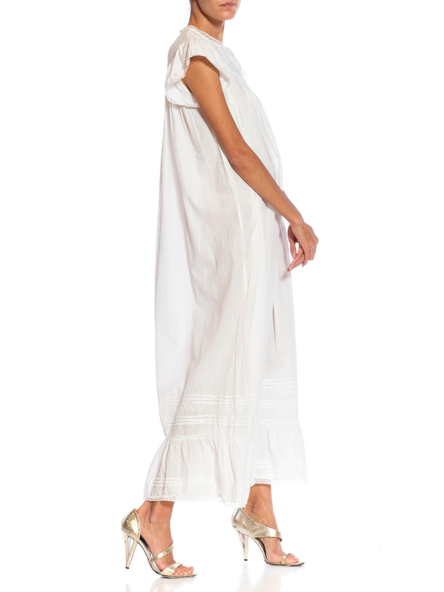 1950S White Cotton Victorian Style Night Shirt Dress 6