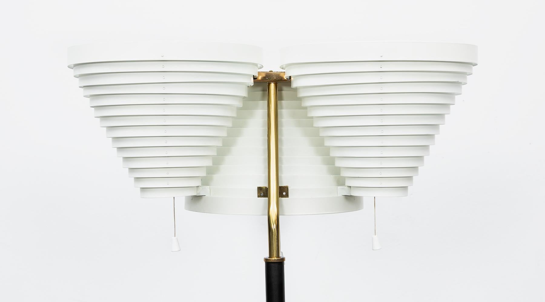 1950s White Enameled Metal Shades Floor Lamp by Alvar Aalto For Sale 1
