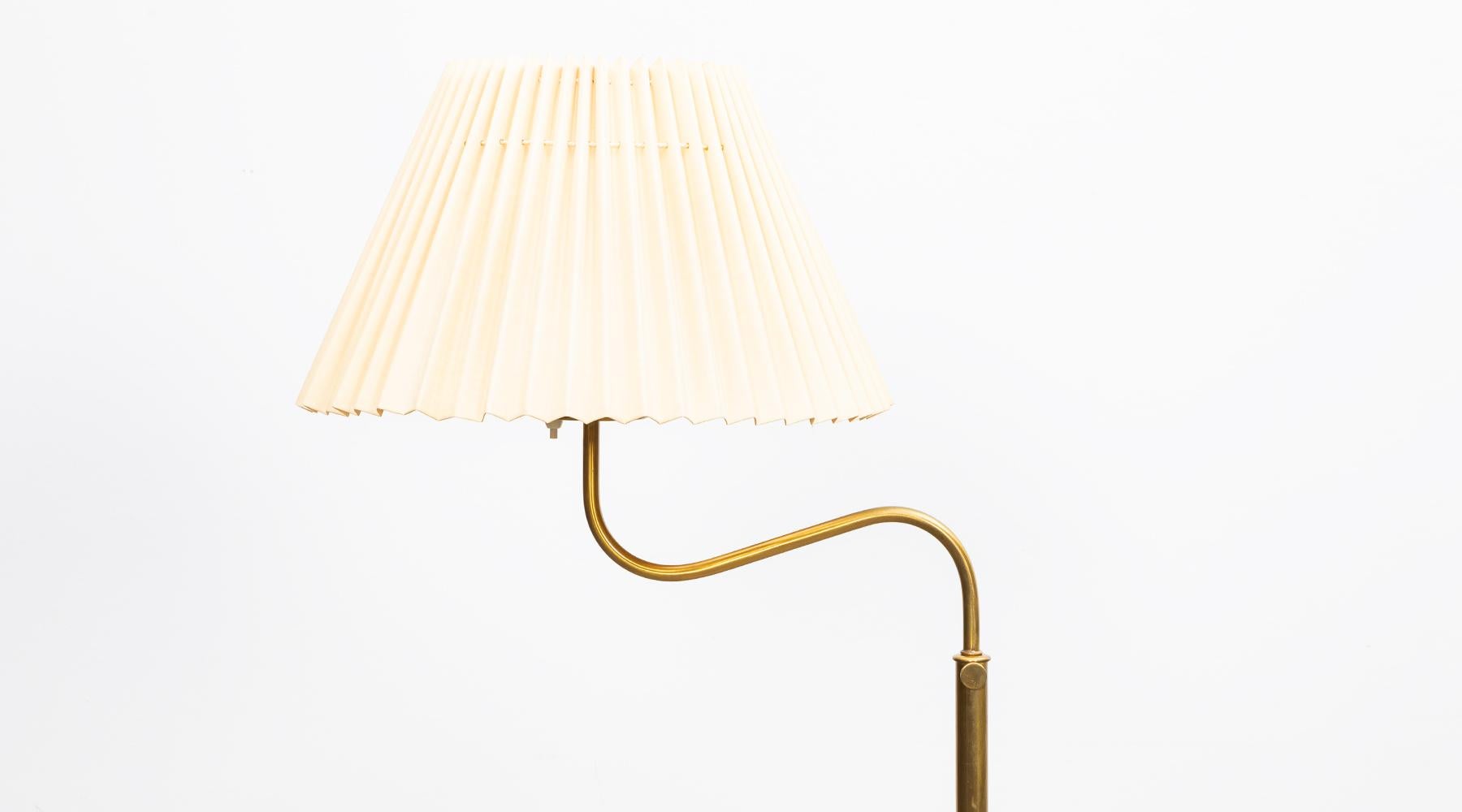 Mid-20th Century 1950s, White Fabric Shade and Brass Stem Floor Lamp by Josef Frank