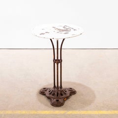 1950's White French Metal Tripod Base Outdoor Small Gueridon Table