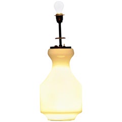 1950s, White Glass Vase Table or Floor Lamp with Internal Lighting by Murano