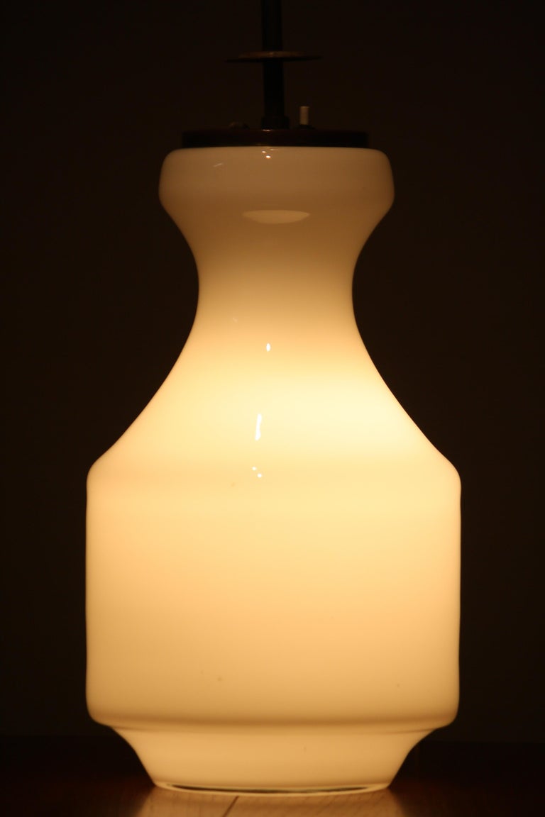 1950s White Glass Vase Table Or Floor Lamp With Internal Lighting