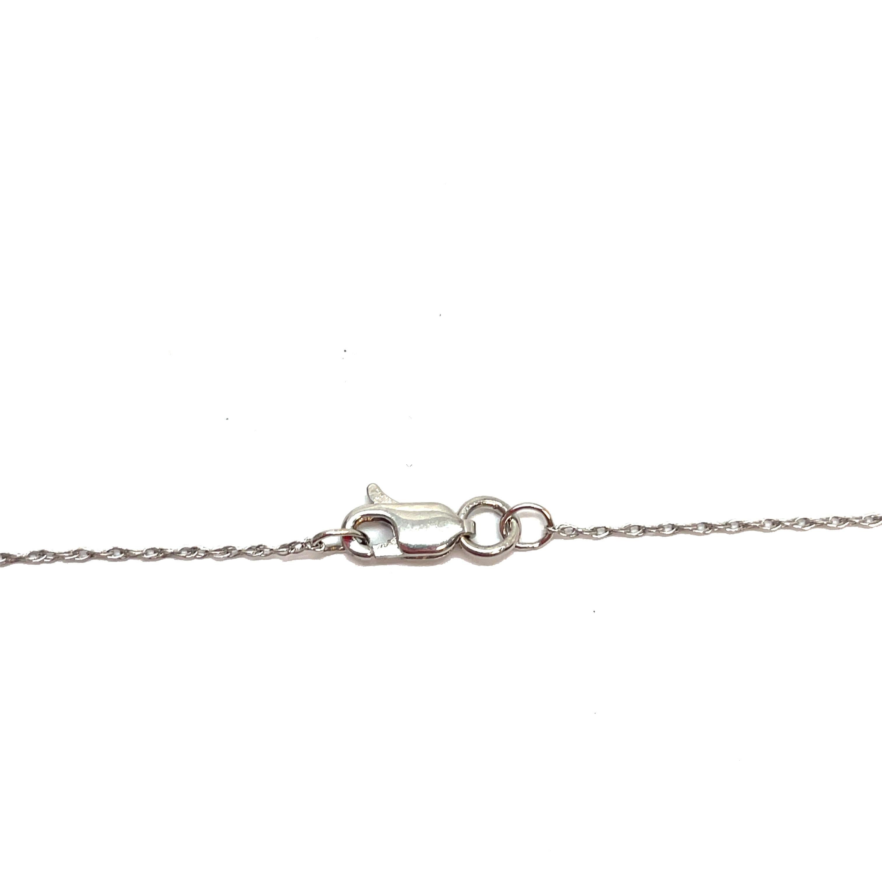 1950s White Gold Diamond Heart Pendant Necklace For Sale 1