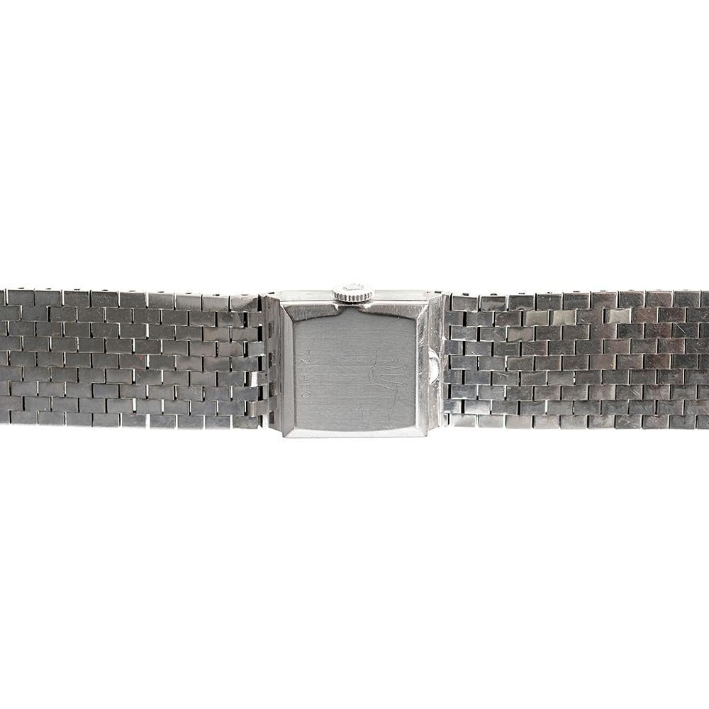 1950s White Gold Rolex Buckle Bracelet Watch 1