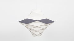 1950s white, grey metal Set of Three Ceiling Lamps by Preben Dahl