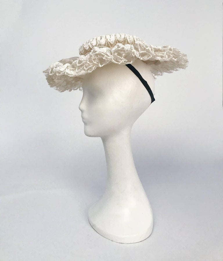 1950s White Lace and Horsehair Hat at 1stDibs