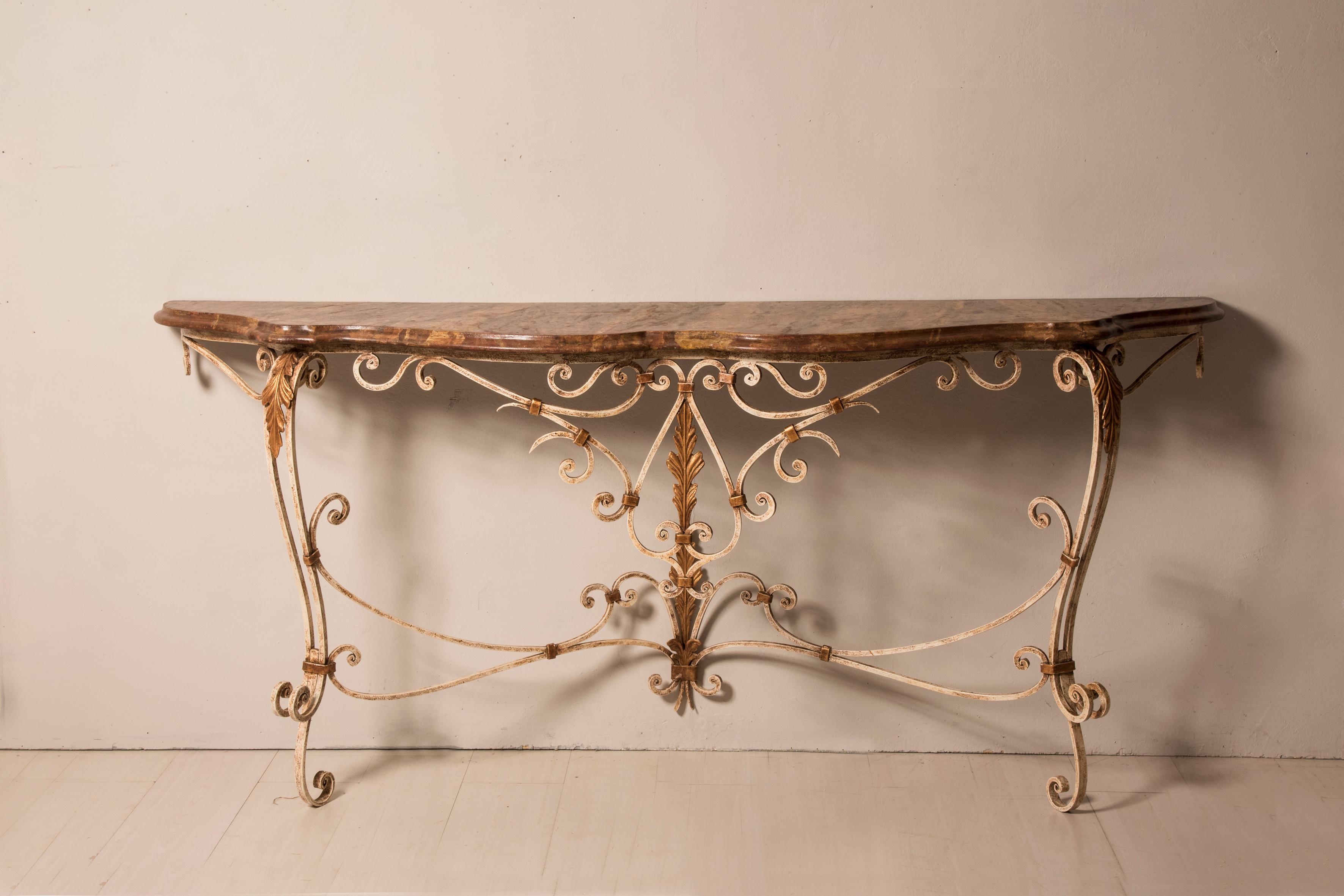 vintage wrought iron console table