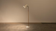 1950s White Lacquered and Brass Floor Lamp by Paavo Tynell