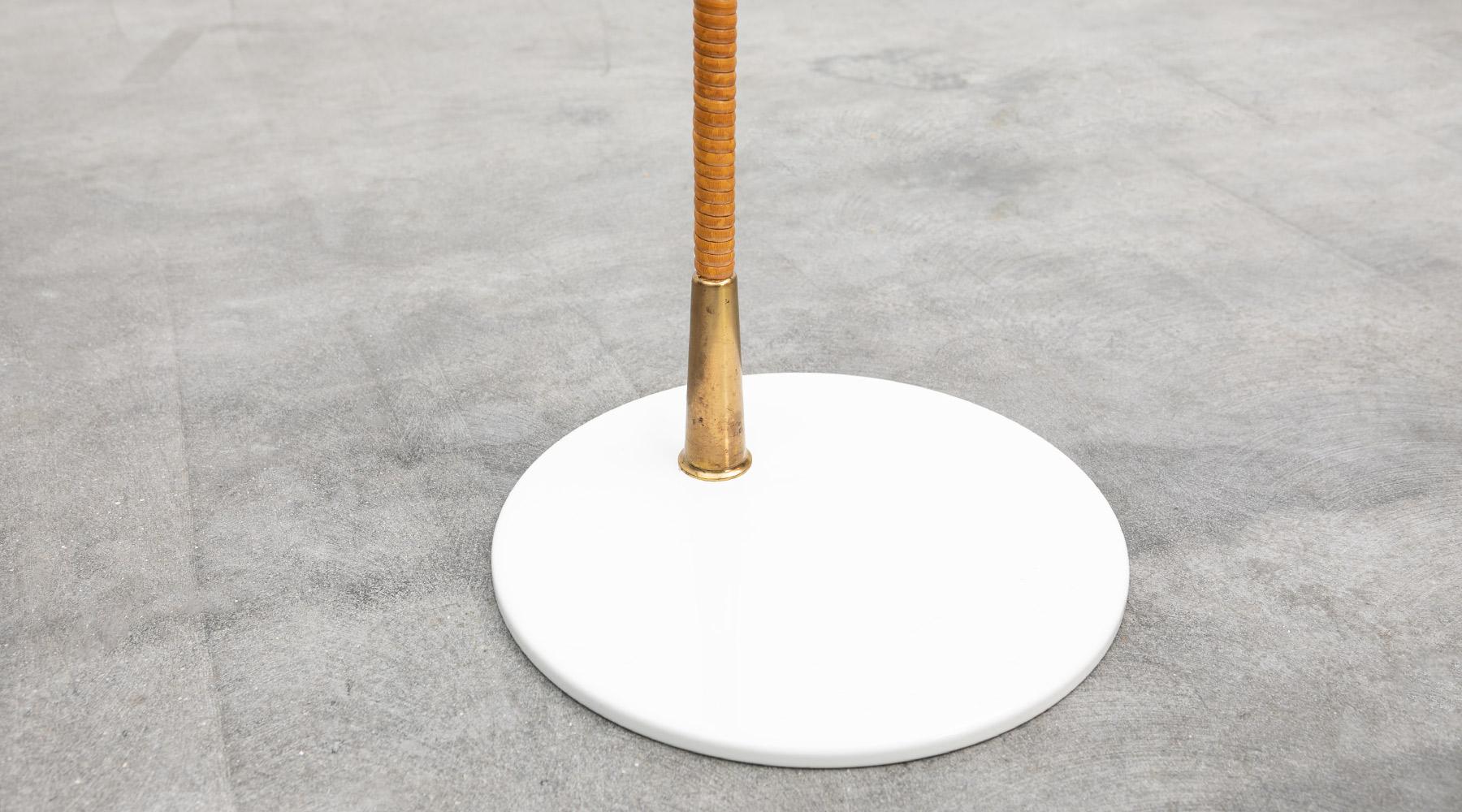 1950s White Lacquered and Brass Floor Lamp by Paavo Tynell 3