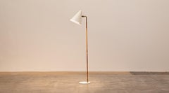 1950s White Lacquered, Brass Floor Lamp by Paavo Tynell 'b'