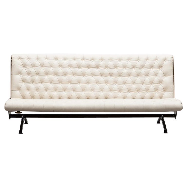 1950s White Leather Sofa By Osvaldo Borsani 1950s White Leather Sofa By Osvaldo Borsani