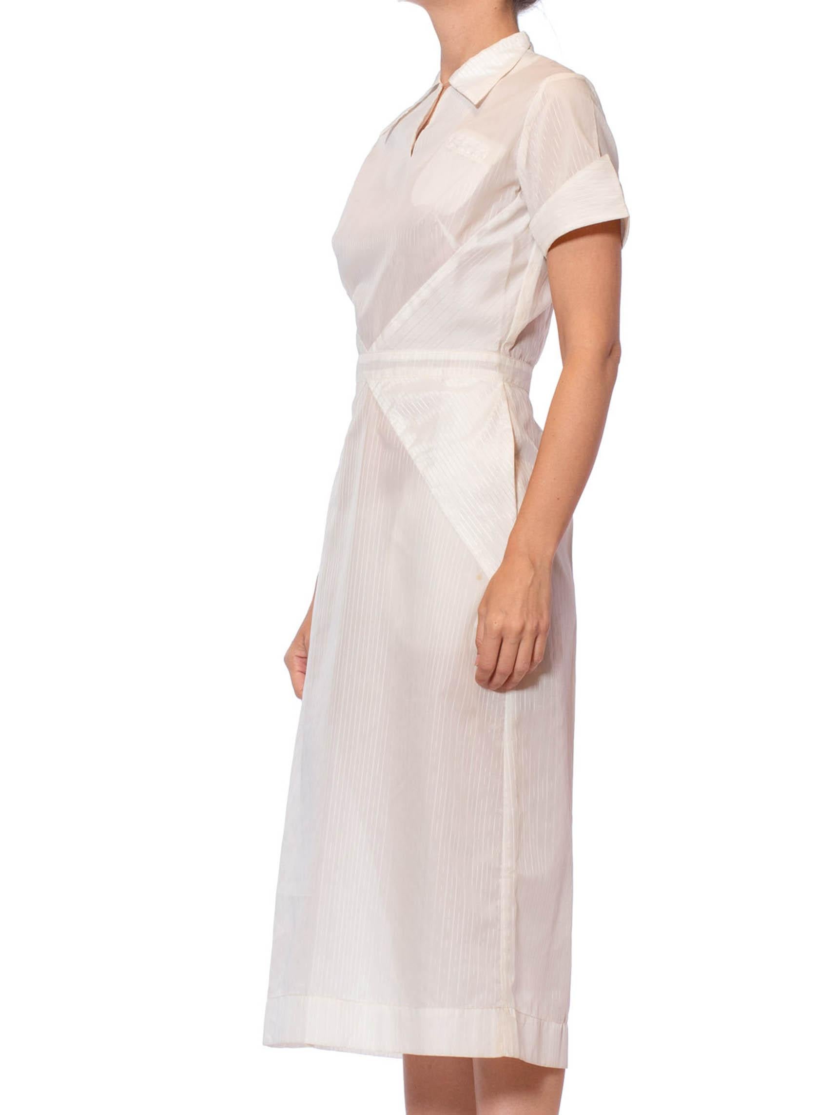 Women's 1950S White Nylon Pin-Up Nurse Uniform Dress