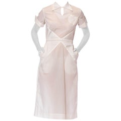 1950er Weißes Nylon Pin-Up Krankenschwester Uniform Kleid