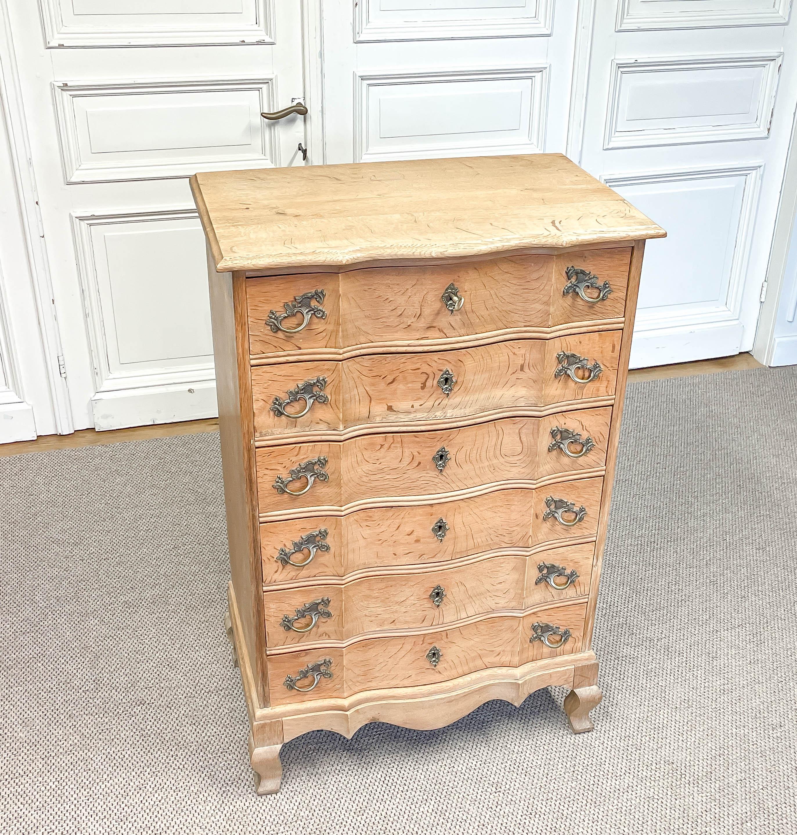 Danish 1950s, White Oak Cabinetmaker Drawers Cabinet  by Vedex Möbelfabrik Denmark For Sale