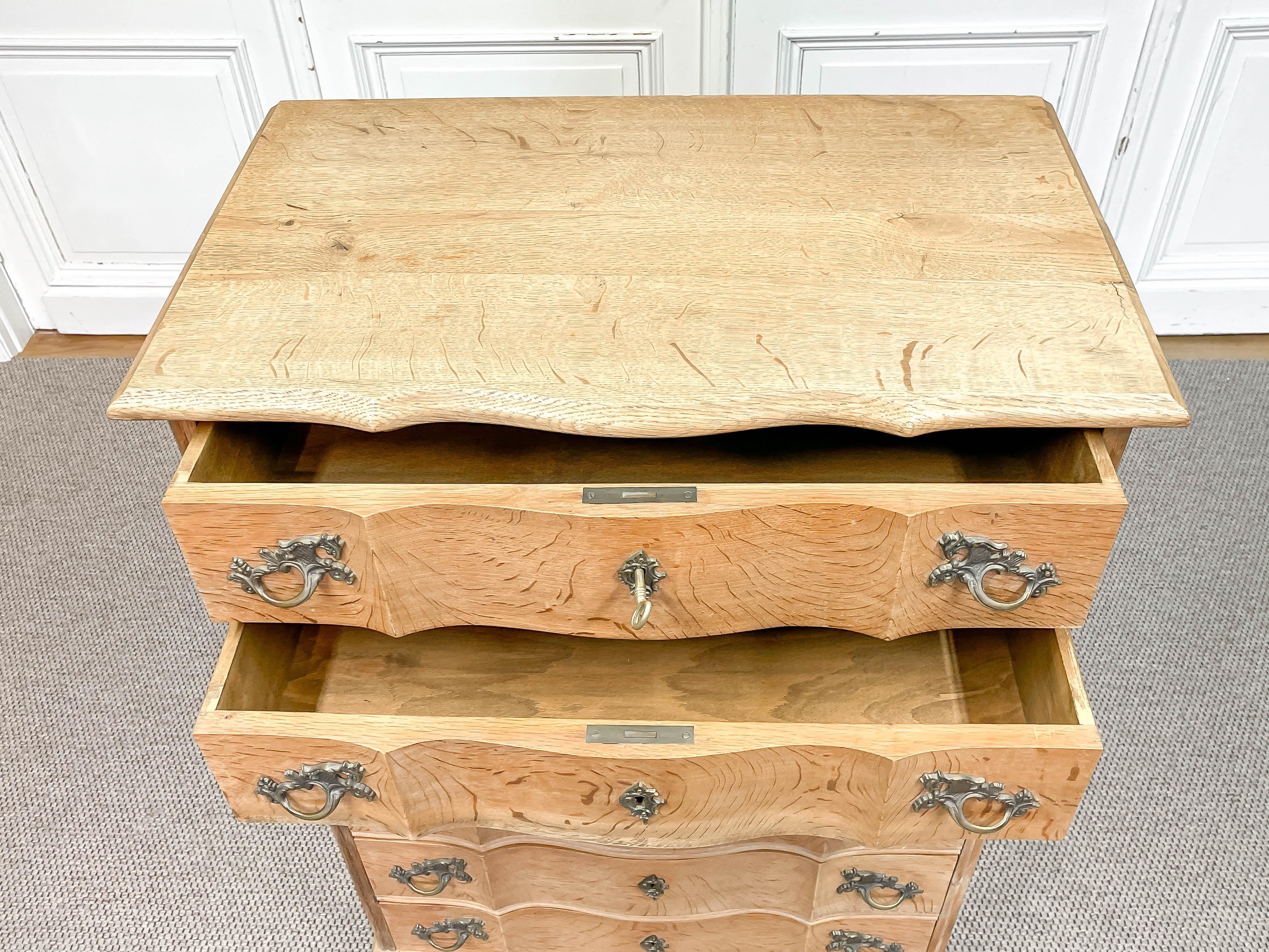 1950s, White Oak Cabinetmaker Drawers Cabinet  by Vedex Möbelfabrik Denmark For Sale 1