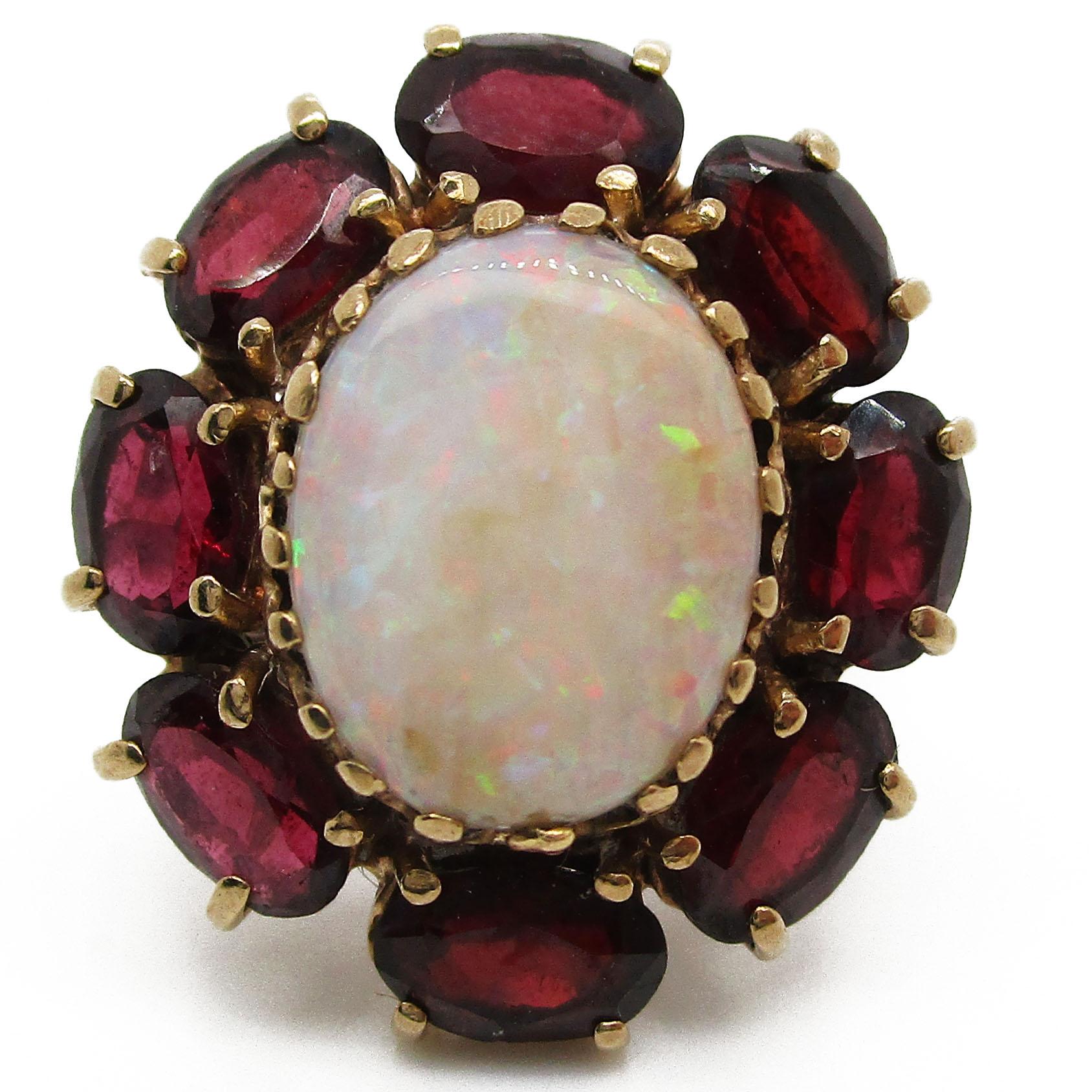 vintage opal and garnet ring