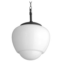 1950s White Opaline Glass Teardrop Pendant Light