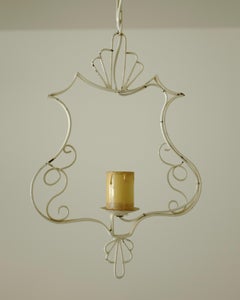 1950s White painted Metal Pendant