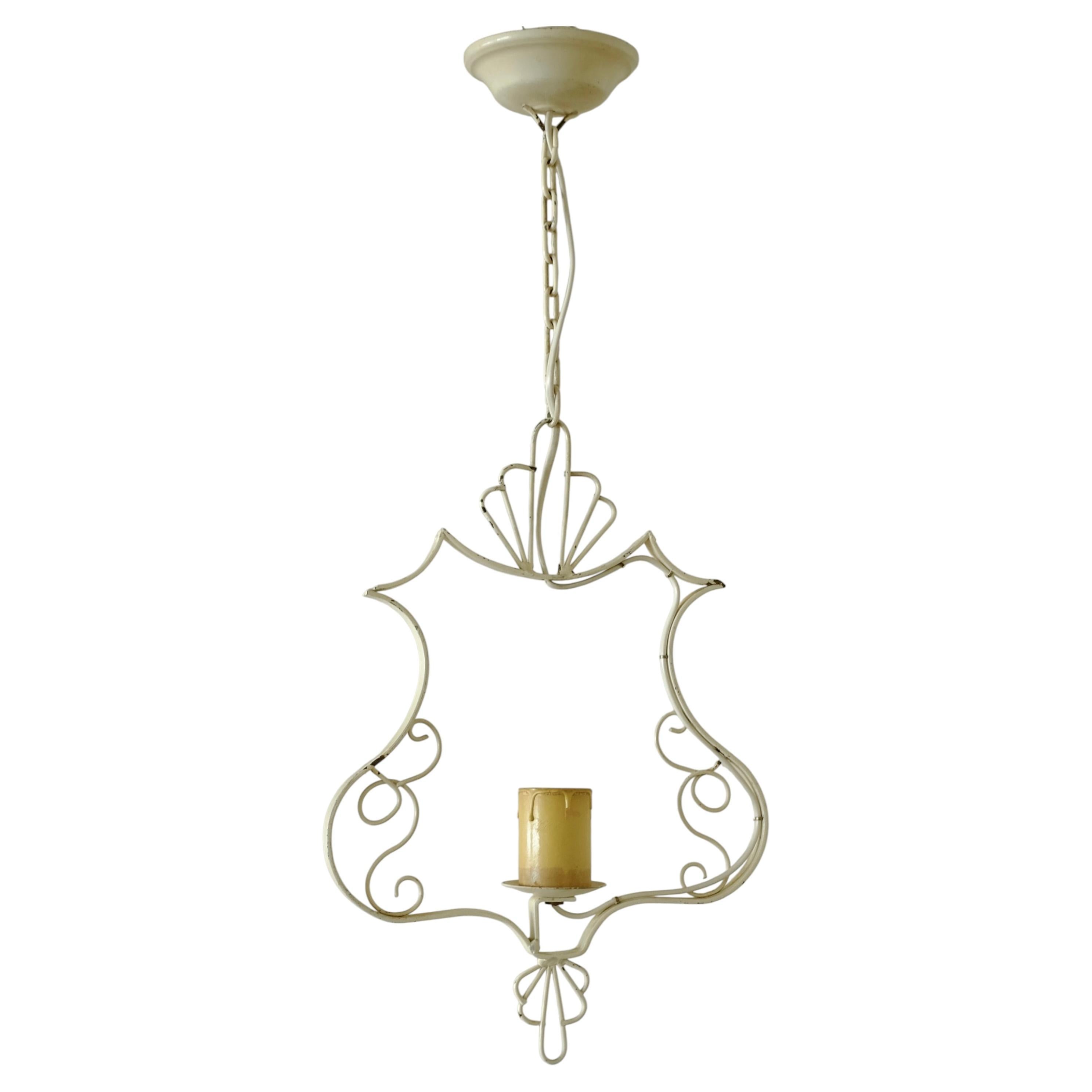 1950s White painted Metal Pendant For Sale