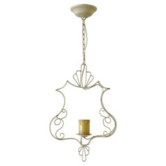 1950s White painted Metal Pendant