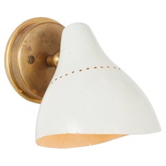 1950s White Perforated Metal & Brass Sconce by Stilnovo