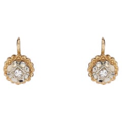 Boucles d'oreilles à levier en or rose blanc 18 carats et saphirs blancs des années 1950
