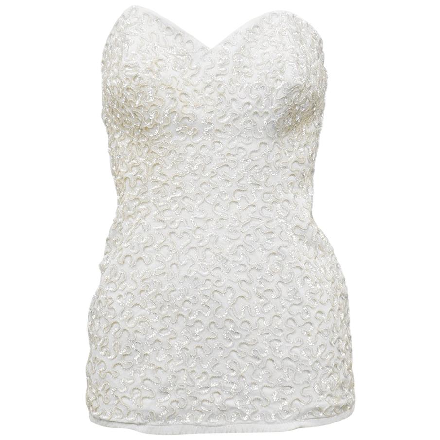 1950's White Strapless Sequin Bathing Suit/Body Suit