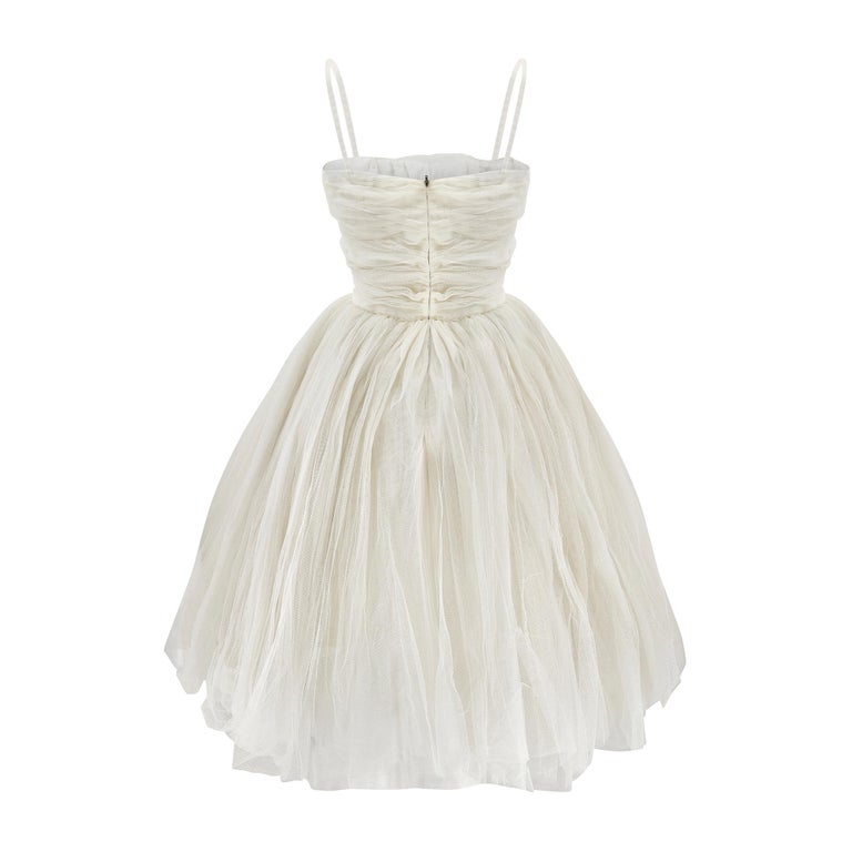 1950s White Tulle Ballerina Style Wedding Dress
