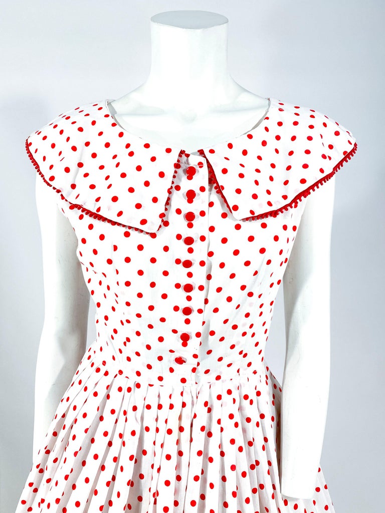 1950s White with Red Polka Dot Day Dress For Sale at 1stDibs — free download