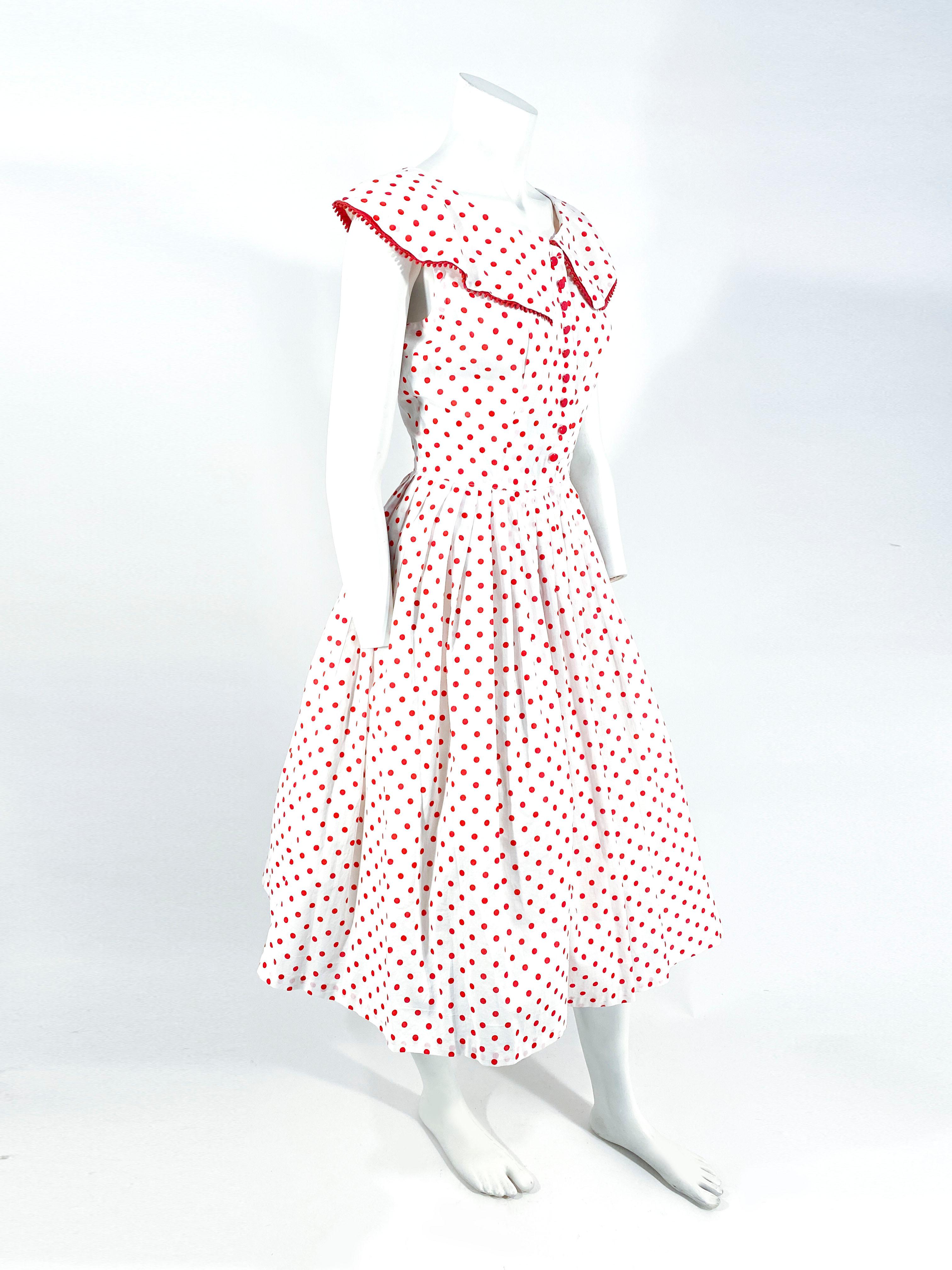 1950s red polka dot dress