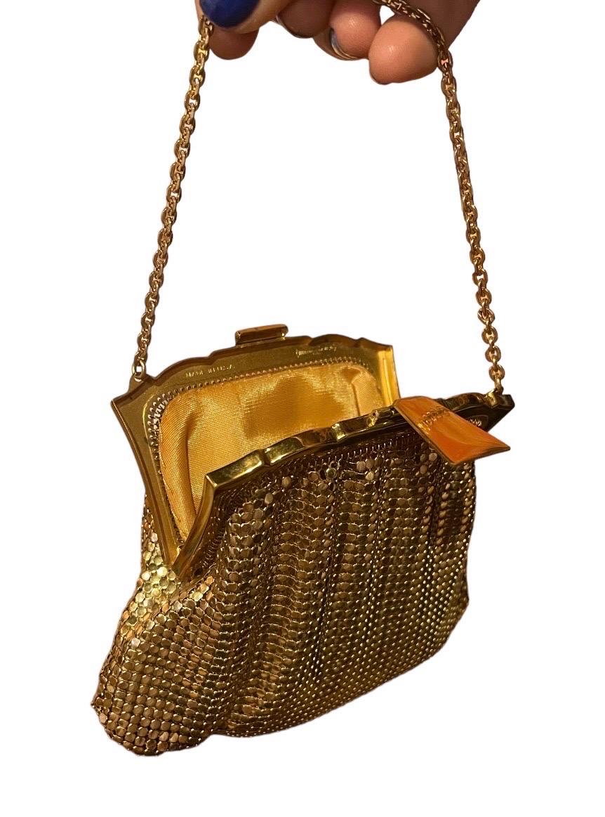 Brown 1950’s Whiting & Davis Gold Chainmail Purse