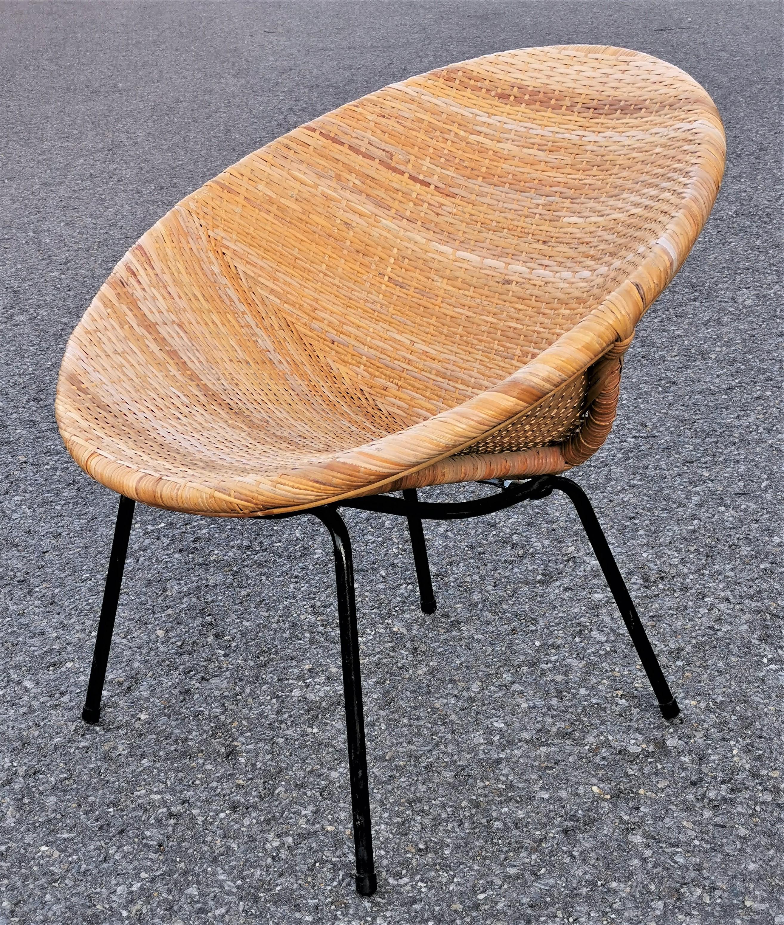 1950s Wicker Bucket Chair, Italy 1