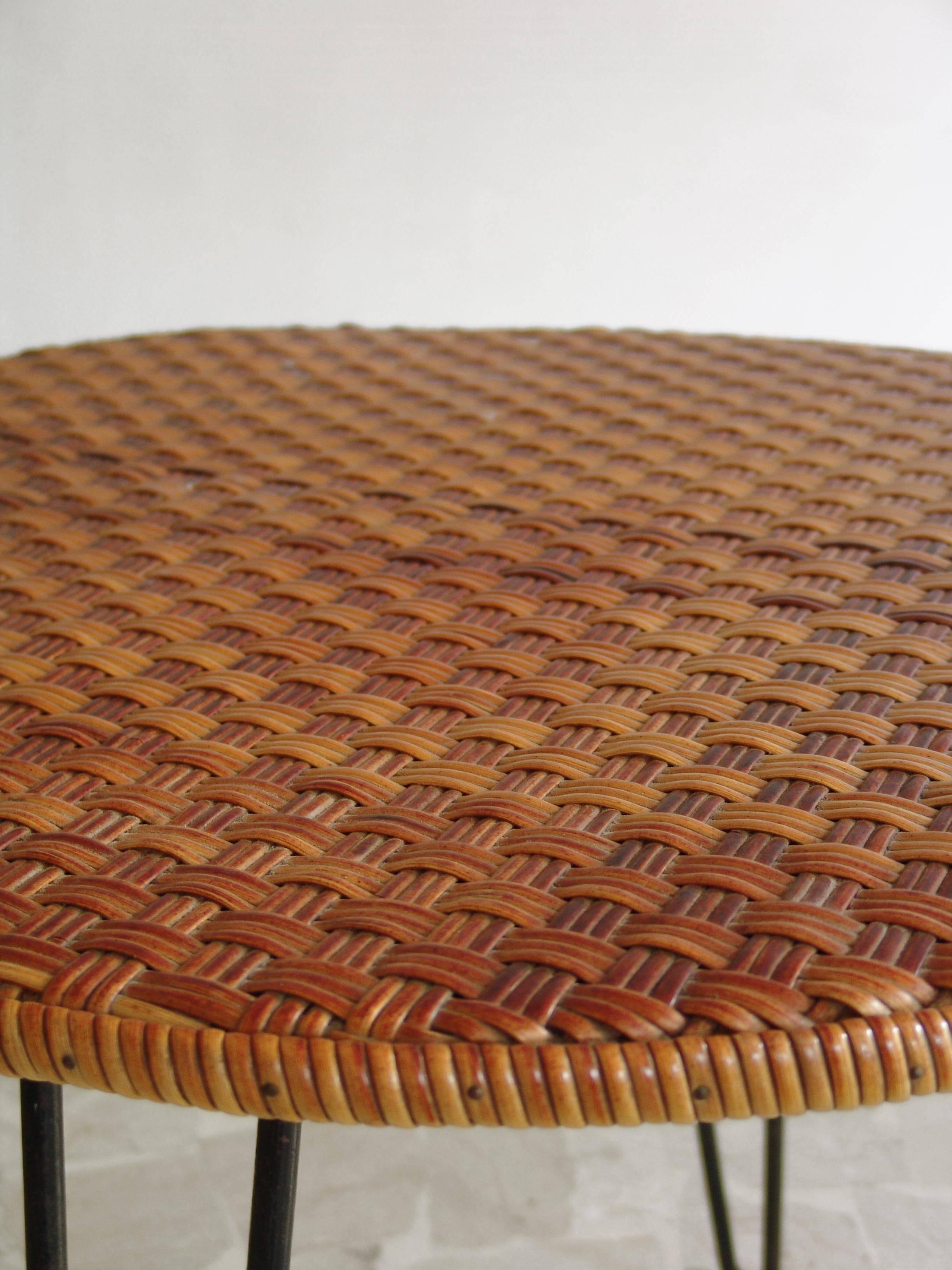 Painted 1950s Wicker Italian Mid-Century Modern Dining or Garden Table For Sale