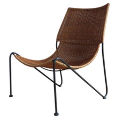 1950s, Wicker Lounge Chair by Frederick Weinburg USA