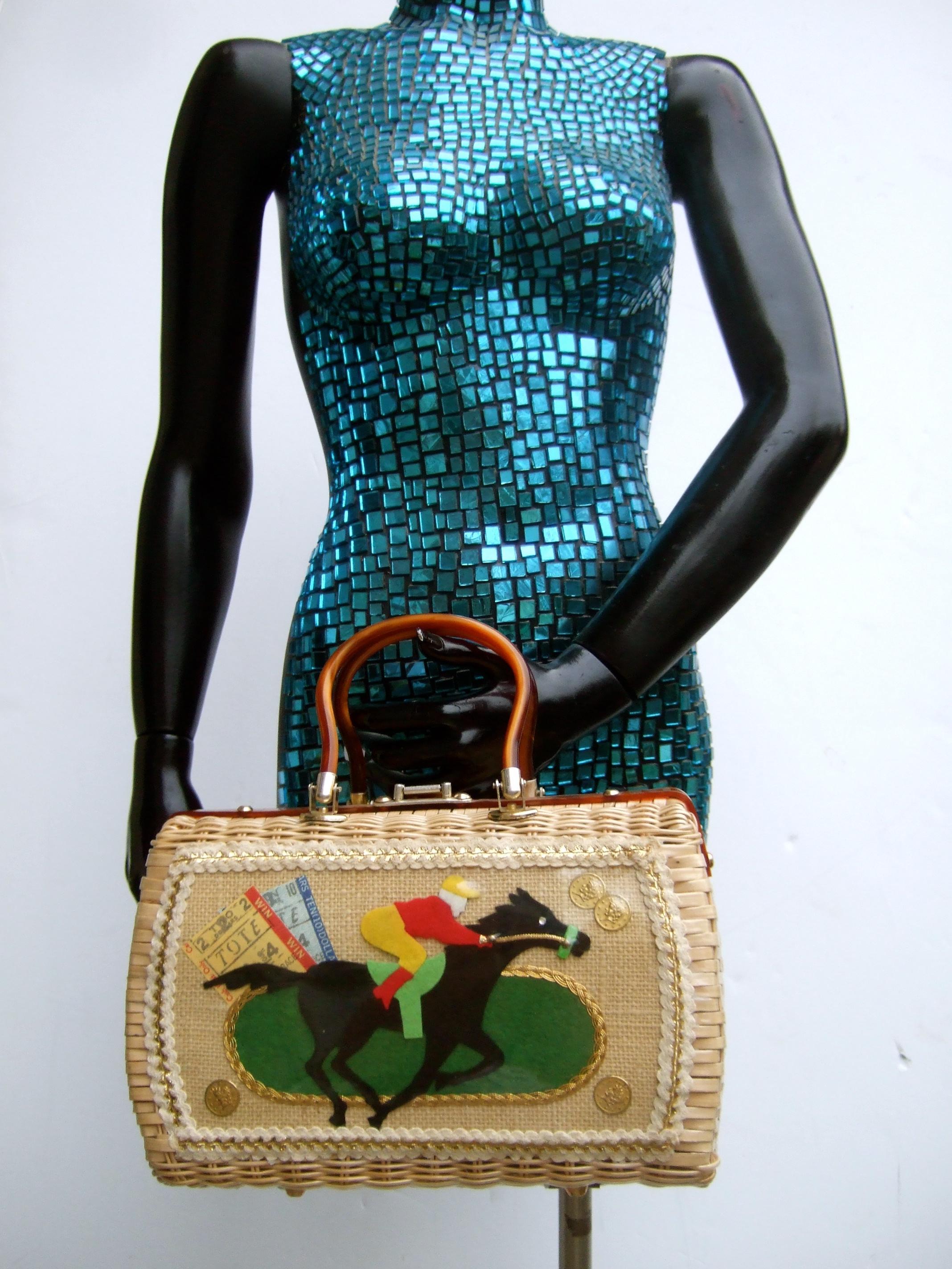 1950s Wicker Race Horse & Jockey Handbag Designed by Atlas For Sale 5
