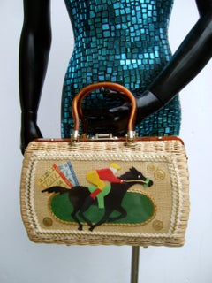 1950s Wicker Race Horse & Jockey Handbag Designed by Atlas