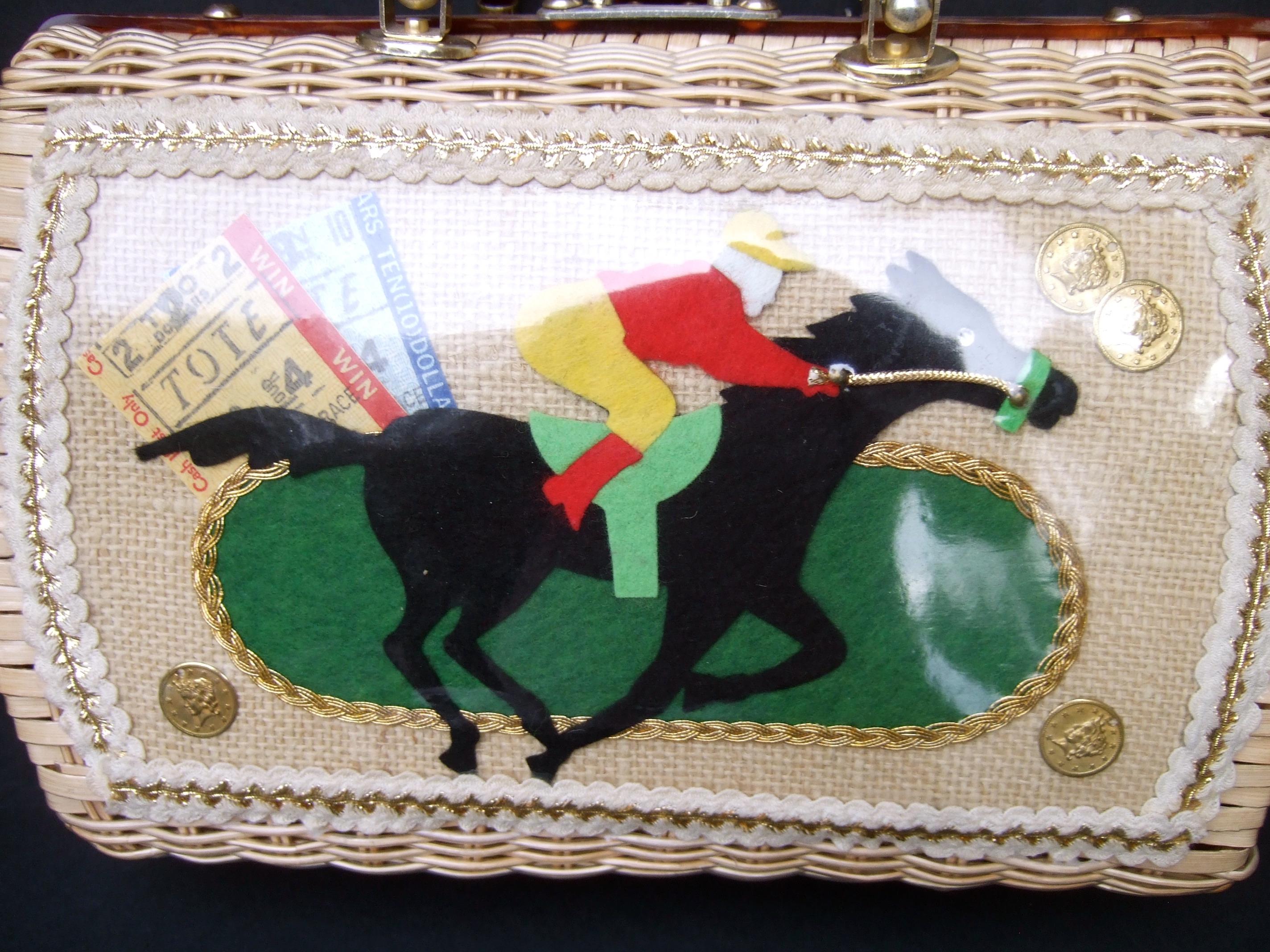 1950s Wicker Race Horse & Jockey Handbag Designed by Atlas For Sale 1