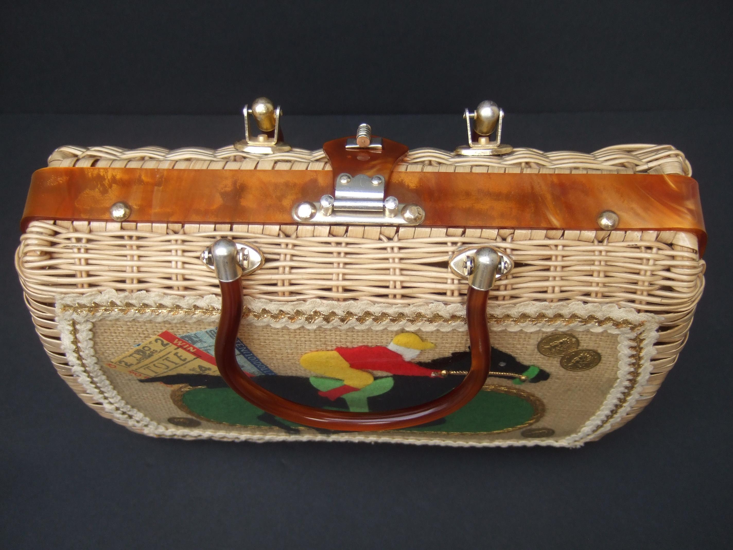 1950s Wicker Race Horse & Jockey Handbag Designed by Atlas For Sale 2