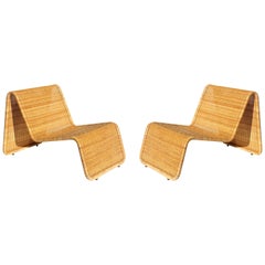1950s Wicker Rattan Italian Design Midcentury Armchair Lounge Chair:: Set of 2