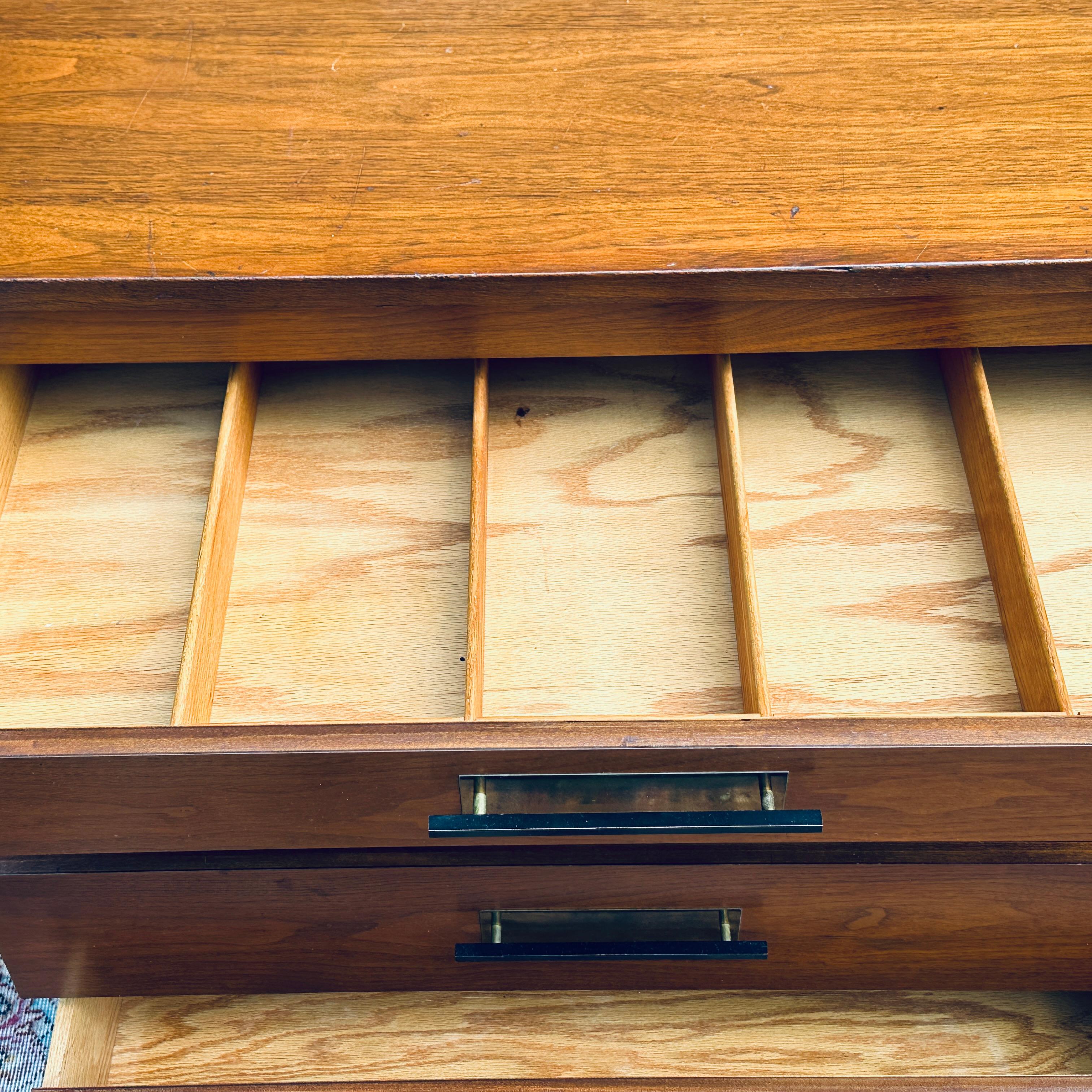 1950's Widdicomb Mid-Century Modern Mahogany & Brass Credenza or Lowboy Dresser For Sale 12