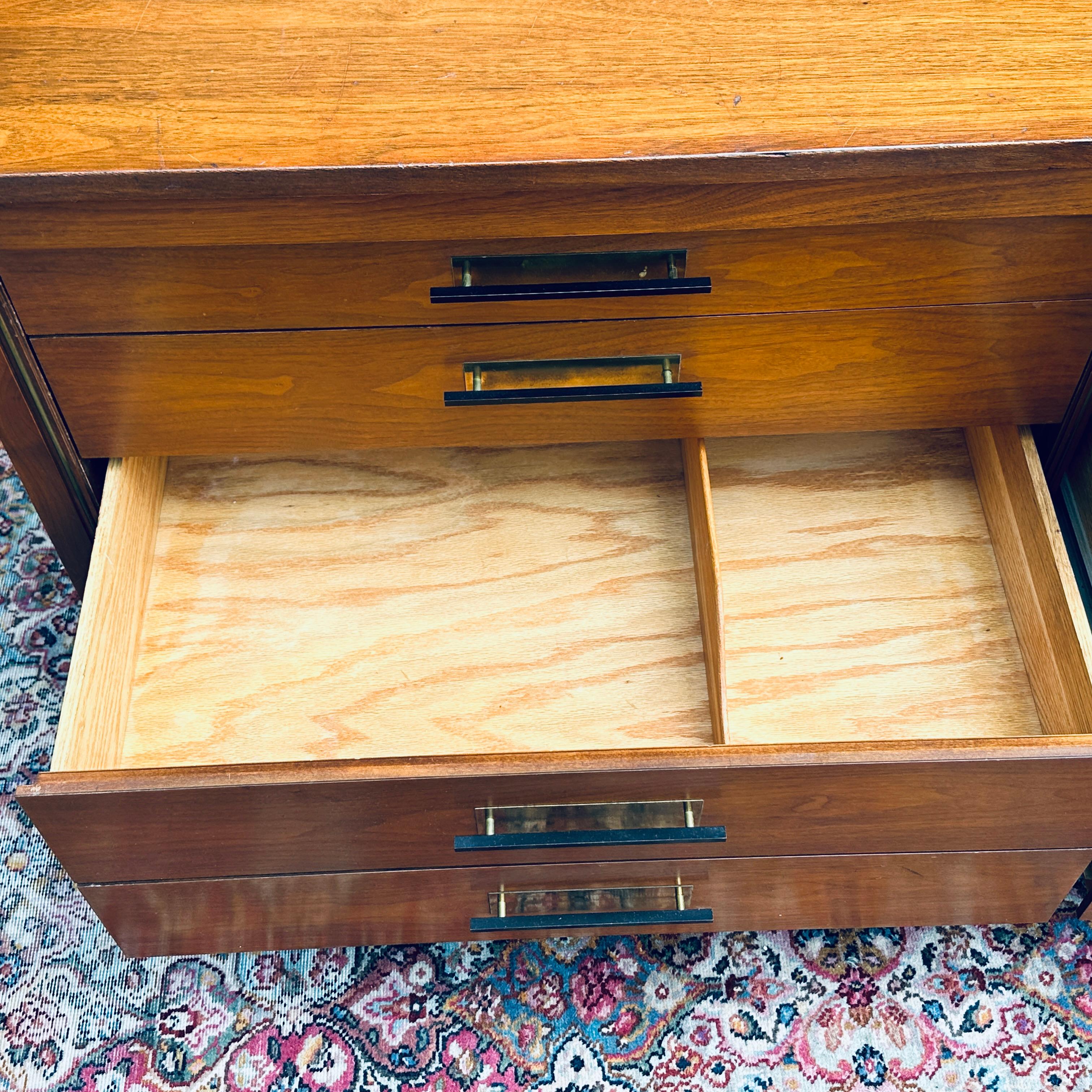 1950's Widdicomb Mid-Century Modern Mahogany & Brass Credenza or Lowboy Dresser For Sale 13