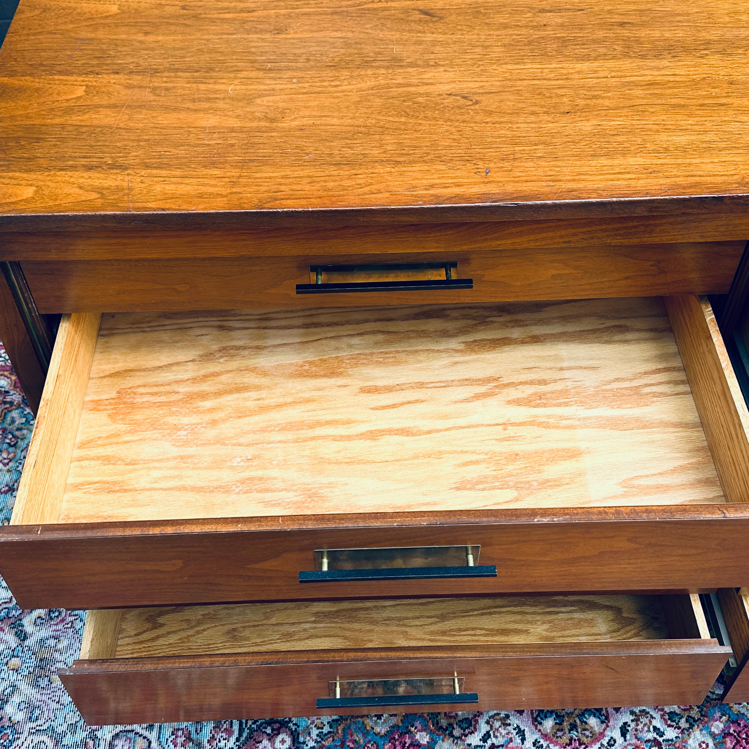 1950's Widdicomb Mid-Century Modern Mahogany & Brass Credenza or Lowboy Dresser For Sale 14