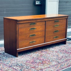 1950's Widdicomb Mid-Century Modern Mahogany & Brass Credenza or Lowboy Dresser