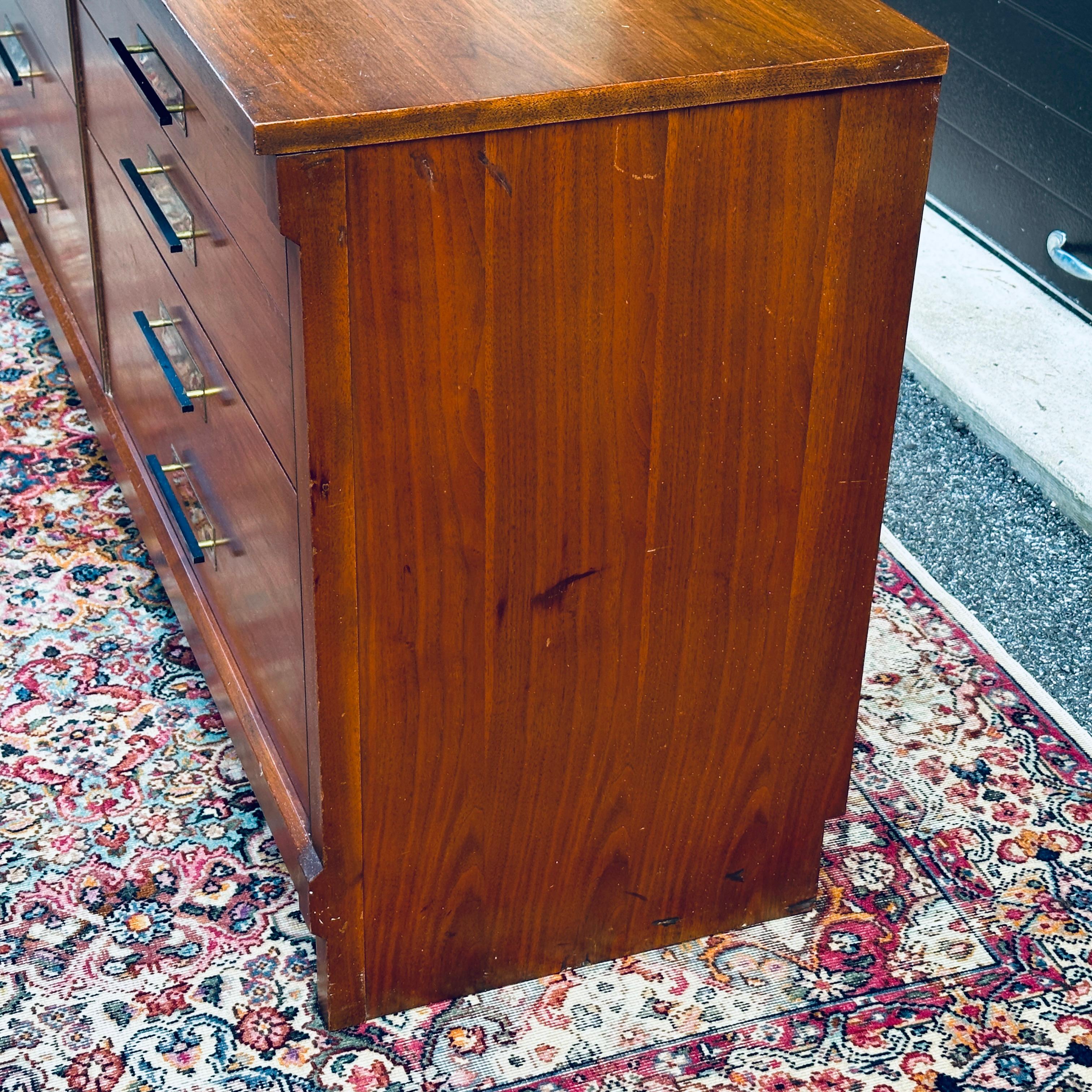 20th Century 1950's Widdicomb Mid-Century Modern Mahogany & Brass Credenza or Lowboy Dresser For Sale