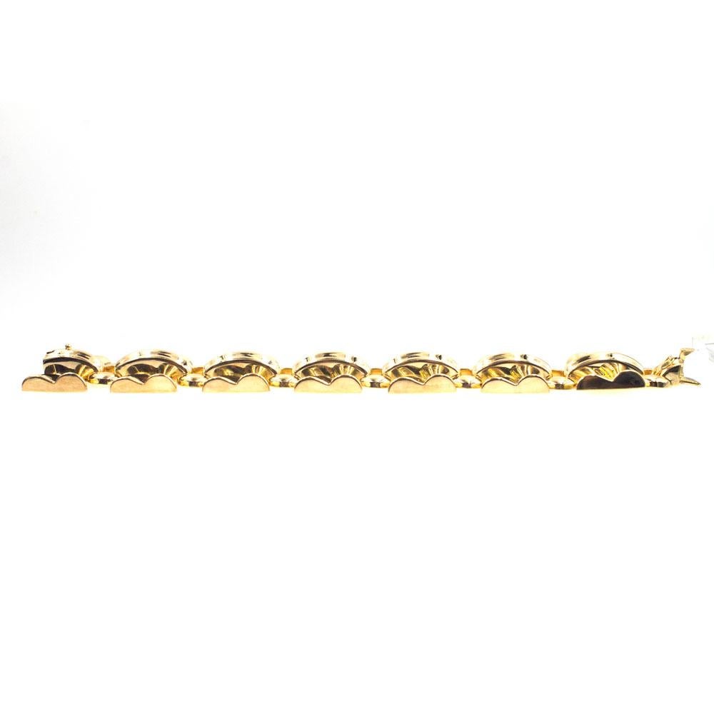 Women's 1950s Wide Retro Link 18 Karat Yellow Gold Bracelet