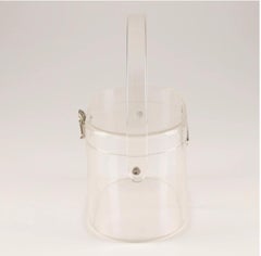 1950s Wilardy Clear Lucite Silver Hinged Box Handbag
