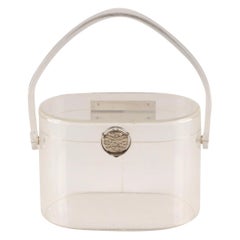 Vintage 1950s Wilardy Clear Lucite Silver Hinged Box Handbag