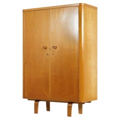 1950s Willem Lutjens Figured Birch Wardrobe for Gouda den Boer