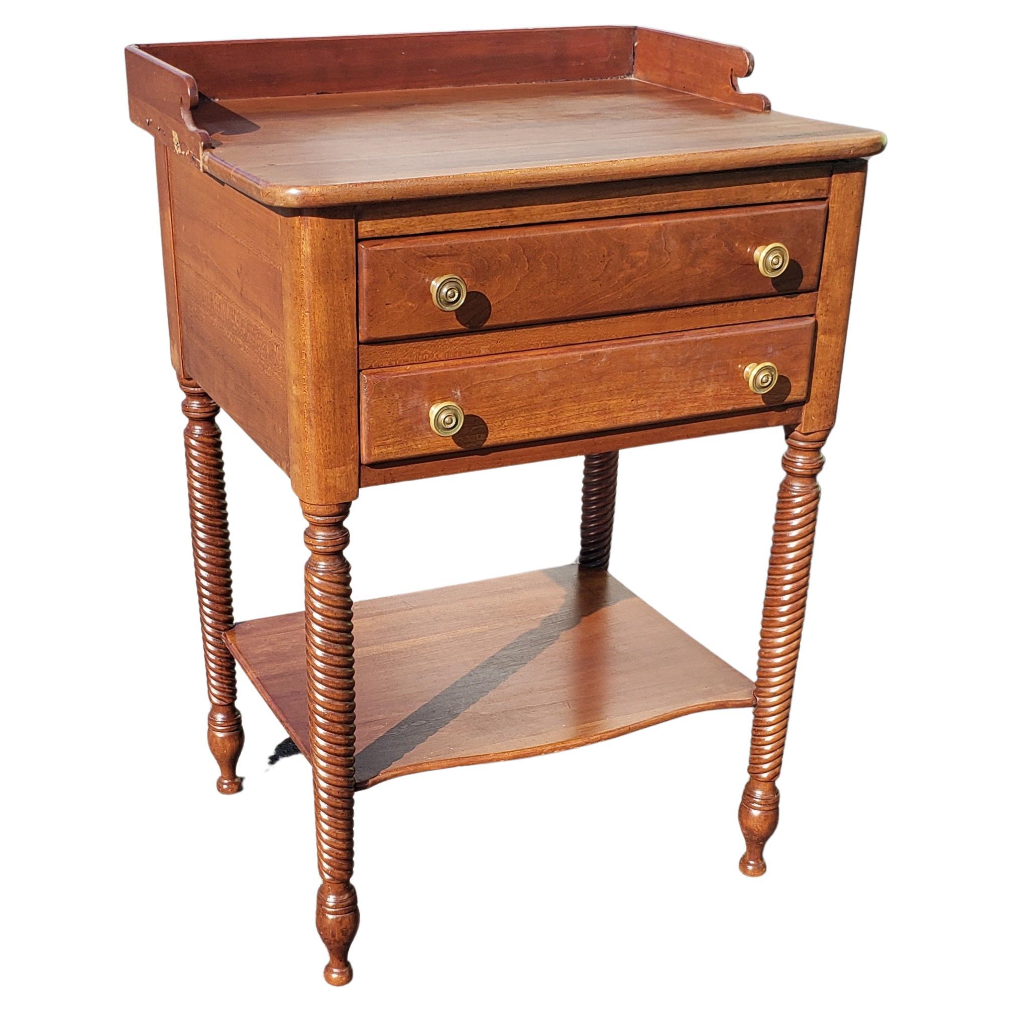 Stained 1950s Willett Furniture Wildwood Cherry Two-Drawer Side Table / Washstand