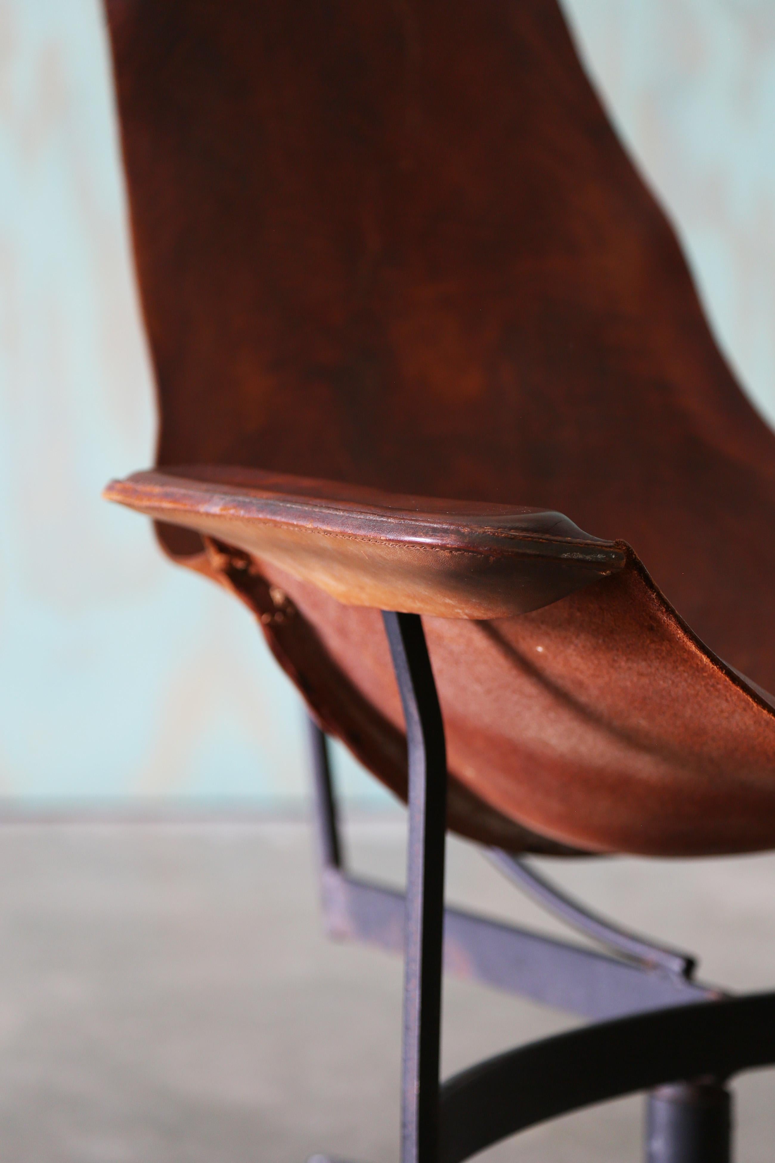 William Katavolos per Leathercrafters, sedia da salotto in pelle K.K. del 1950 in vendita 3